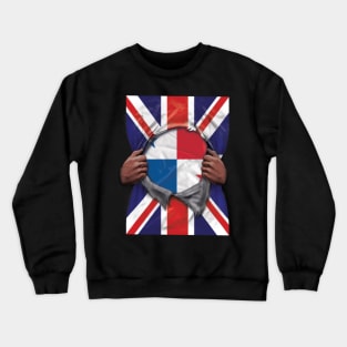 Panama Flag Great Britain Flag Ripped - Gift for Panamanian From Panama Crewneck Sweatshirt